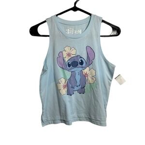 Disney Light Blue Stitch Tank Top with Floral Print